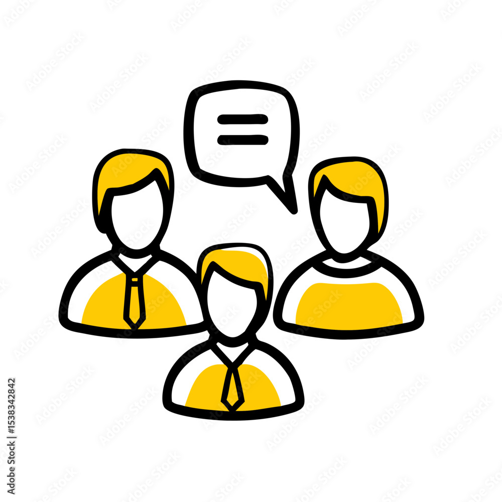 Poster team discussion icon on transparent background for web and graphic design