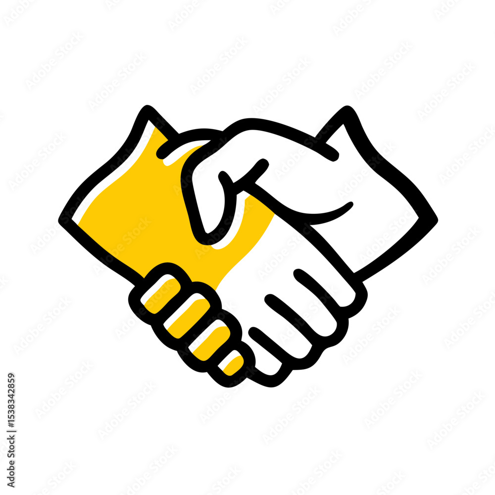 Poster teamwork handshake icon on transparent background for web and graphic design