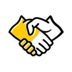 Teamwork handshake icon on transparent background for web and graphic design