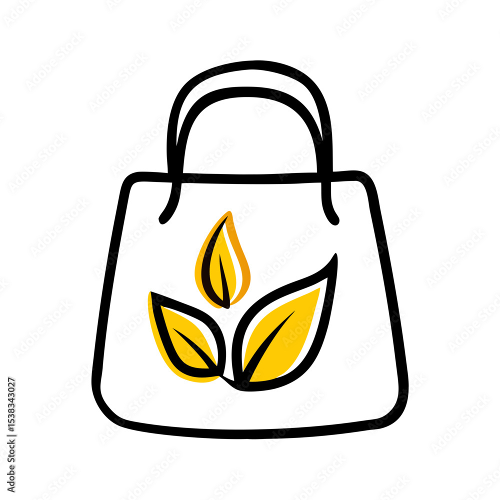 Poster tote bag with leaf icon on transparent background for web and graphic design