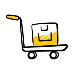 Trolley with box icon on transparent background for web and graphic design
