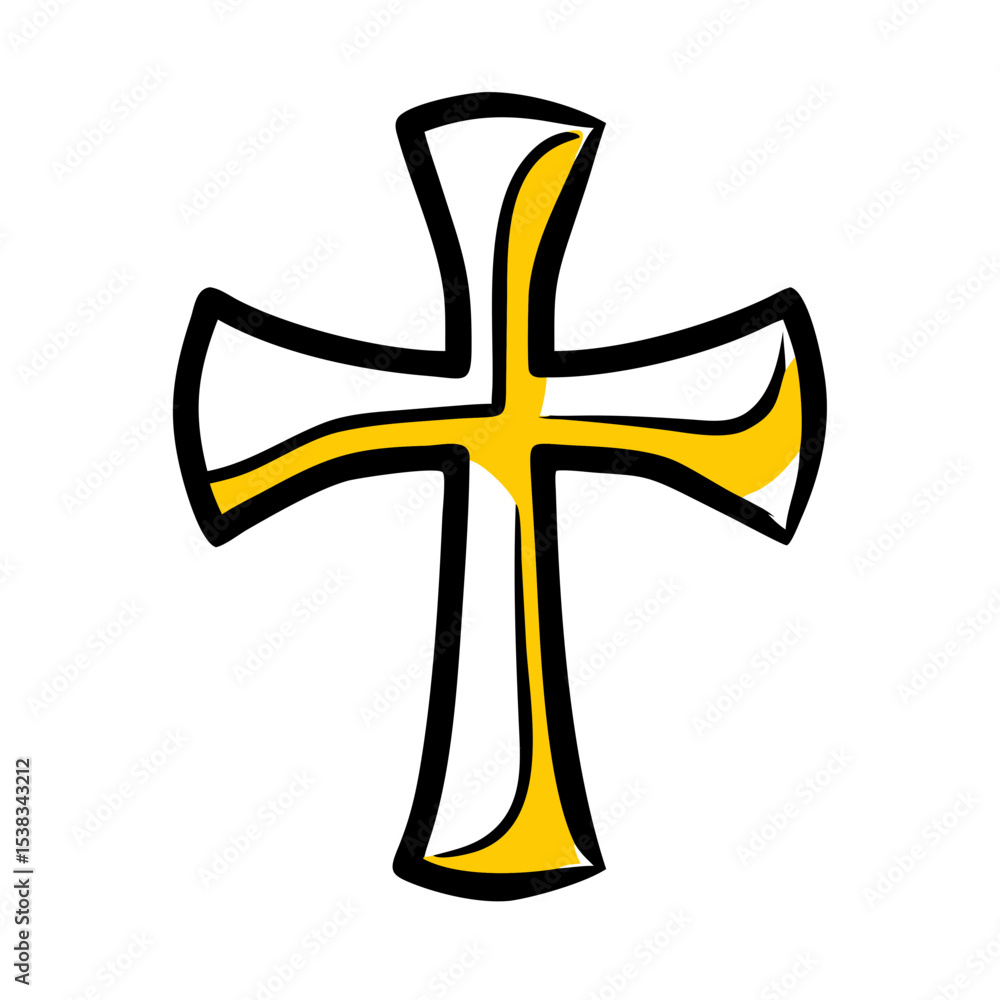 Poster upright cross on transparent background for web and graphic design