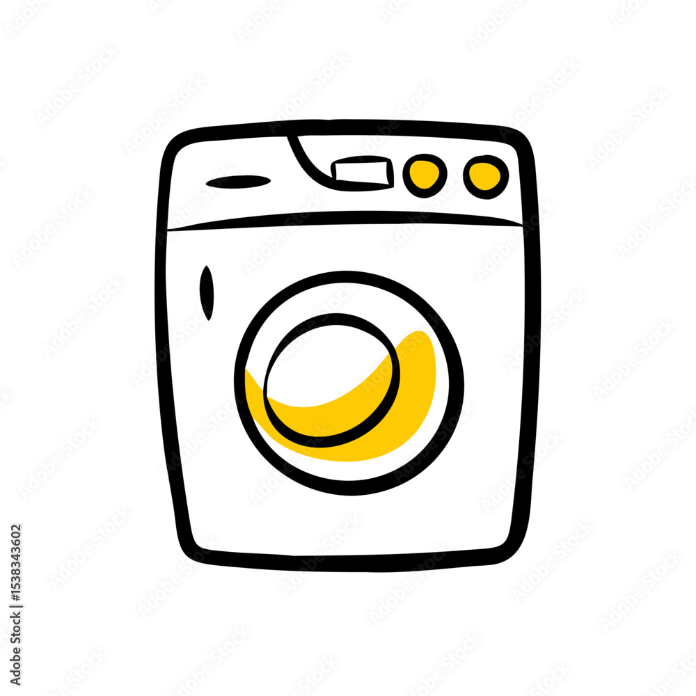 Poster washing machine on transparent background for web and graphic design