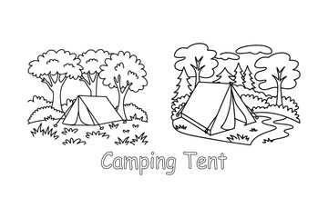 Camping Tent Coloring Page – Outdoor Nature Adventure Printable for Kids