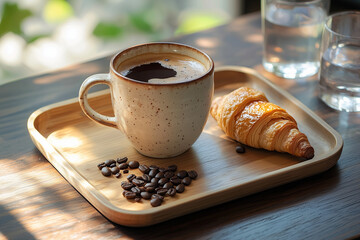 cup of coffee and croissant