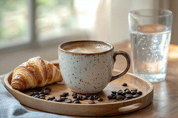 cup of coffee and croissant