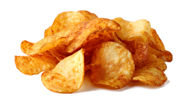  potato chips fried potatoes savory snack crispy isolated on a white background