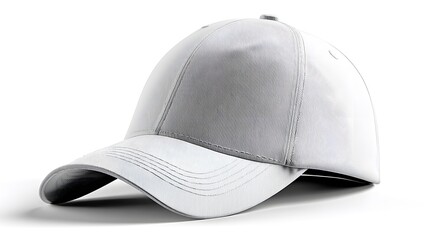 Fototapeta premium A white baseball cap on a white background.