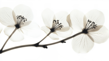 Xray transparent isolated branch PNG. Floral  leaves and stem. Vintage watercolor design for wedding cards, invitations. Spring or summer close-up photo. Elegant minimalist radiography.