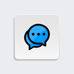 Blue chat bubble icon with three dots on gradient background, Messaging Symbol, Communication Icon, Speech Bubble Design, Conversation Graphic Element, vector illustration.