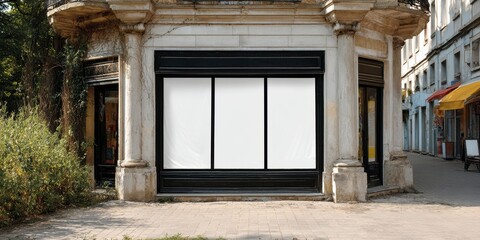 Blank minimal shop signboard mockup banner