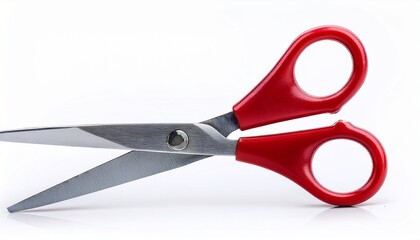 red handle scissors isolated on white background