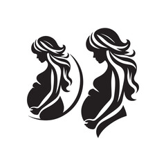 pregnant woman vector silhouette clip art logo design illustration