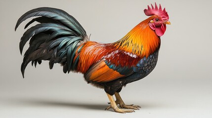 Fototapeta premium Rooster, colorful plumage, profile view