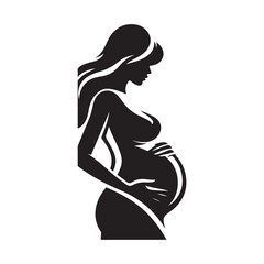 pregnant woman vector silhouette clip art logo design illustration