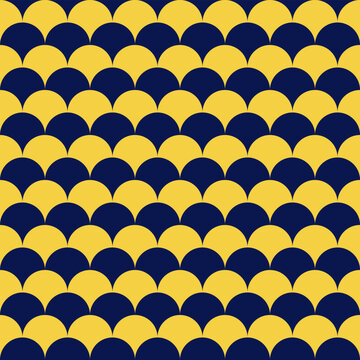 Modern yellow and navy blue circular overlapping pattern &ndash; seamless, stylish, and perfect for branding, packaging, or digital design. Ideal for backgrounds or textures. Trendy and versatile.