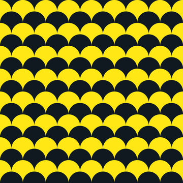 Modern black and yellow circular overlapping pattern &ndash; seamless, stylish, and perfect for branding, packaging, or digital design. Ideal for backgrounds or textures. Trendy and versatile.