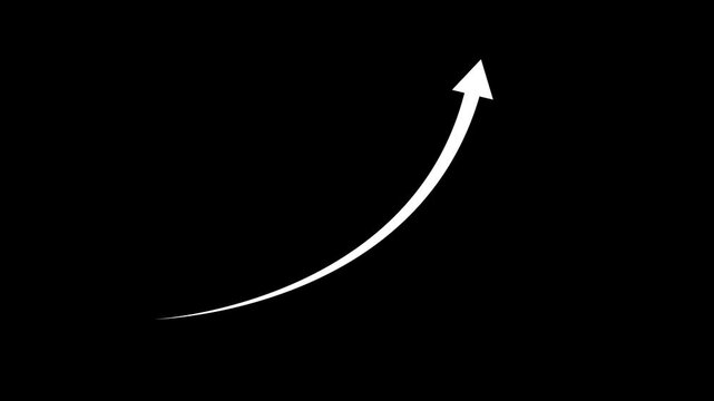 Racing Aero Transparent Channel. Abstract arrow up business graph icon animation. on black background. 4K Video motion graphic animation.