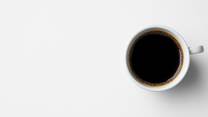 A cup of black coffee on a White Background