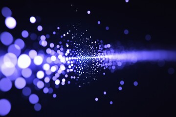 Dynamic fiber optic lines with multicolored dots. Technology concept for data transmission and digital communication. Abstract background with copy space.