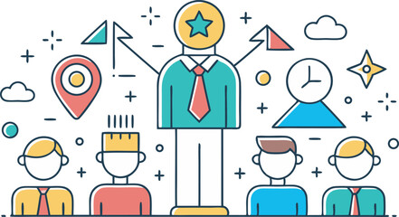  Leadershipicon set vector art illustration