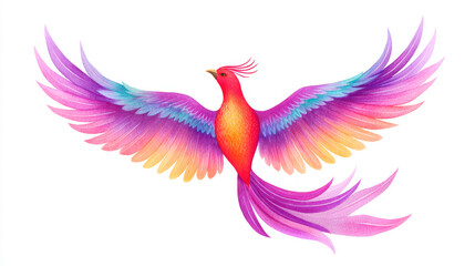 Obraz premium Phoenix spreads its wings and flies