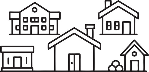 Real estate icon set line art vector 