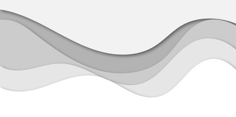 Abstract minimal wavy layered background with soft gray curves and shadow effects. Modern 3D paper-cut style design, perfect for web banners, presentations, or elegant graphic layouts.