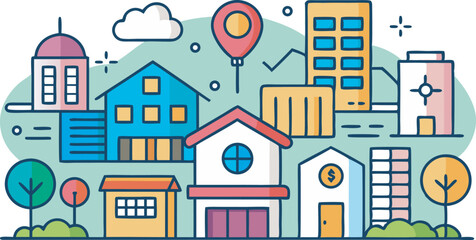 Real estate icon set vector art illustration 1