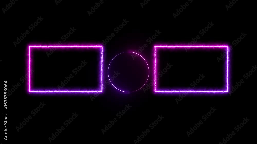Poster glowing saber rectangle neon frame background animation .