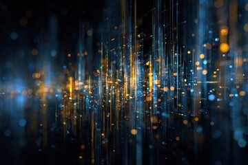 Obraz premium An abstract backdrop showcases streaks of light in gold and blue against a dark setting