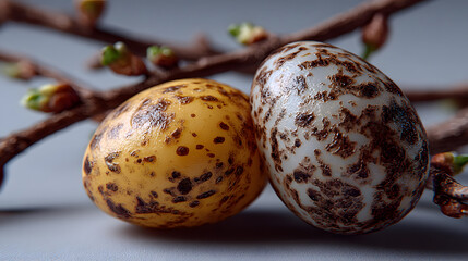Obraz premium Speckled Eggs and Spring Buds Macro