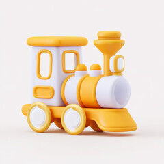 Yellow train model on white background