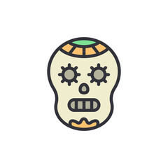 Stylized Sugar Skull Illustration With Geometric And Floral Elements