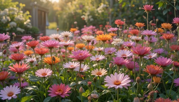 "Vibrant Garden Bloom in 8K Ultra HD – Colorful Floral Landscape Stock Wallpaper Image"