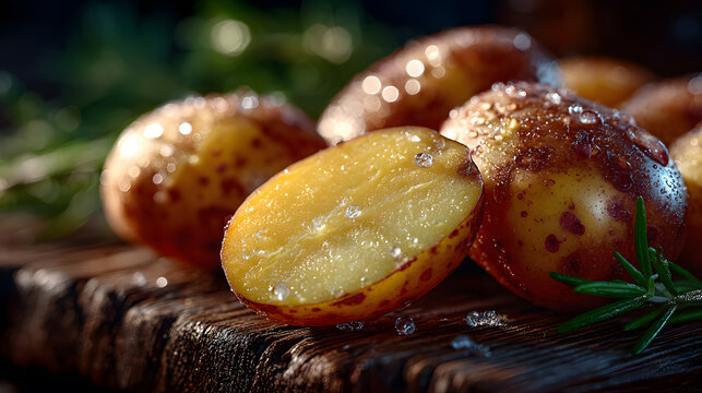Fresh Wet Potatoes and Rosemary
