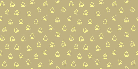 Seamless pattern with onigiri on brown background for decorative print, wrapping paper, menu, wallpaper and fabric