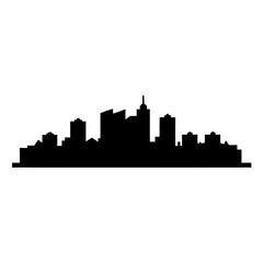 Naklejka premium Black silhouette of a cityscape against a white background, a flat design