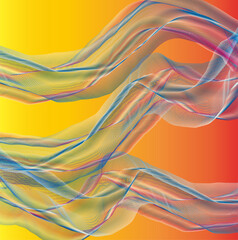 Abstract yellow background with spikes and pink wavy lines
