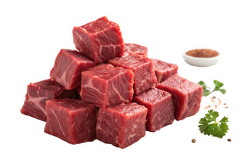 Obraz premium Fresh beef stew cubes are ready for cooking
