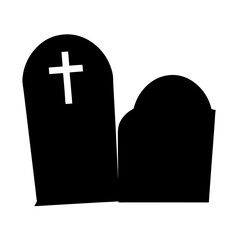 Obraz premium Cartoonish Gravestones, Cemetery Icon, Black and White Design, Halloween Decoration