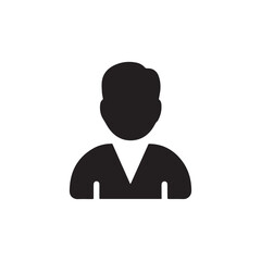 Minimal black person icon representing user or individual profile.
