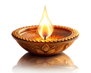 Diya with Glowing Flame Transparent