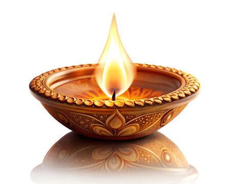Diya with Glowing Flame Transparent