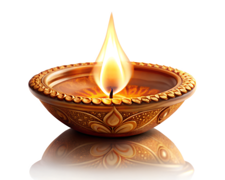 Diya with Glowing Flame Transparent