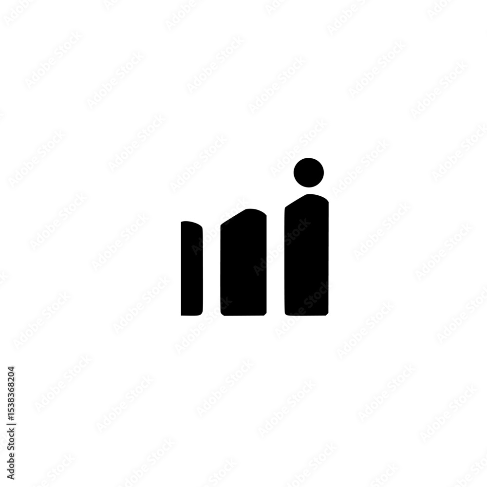 Poster black icon representing a bar chart with varying heights and a circular element symbolizing data ana