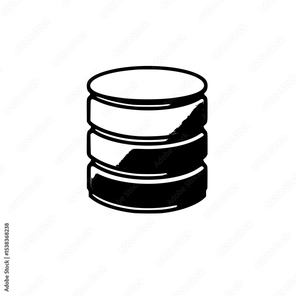 Poster black icon representing a cylindrical container often used in various industries and applications