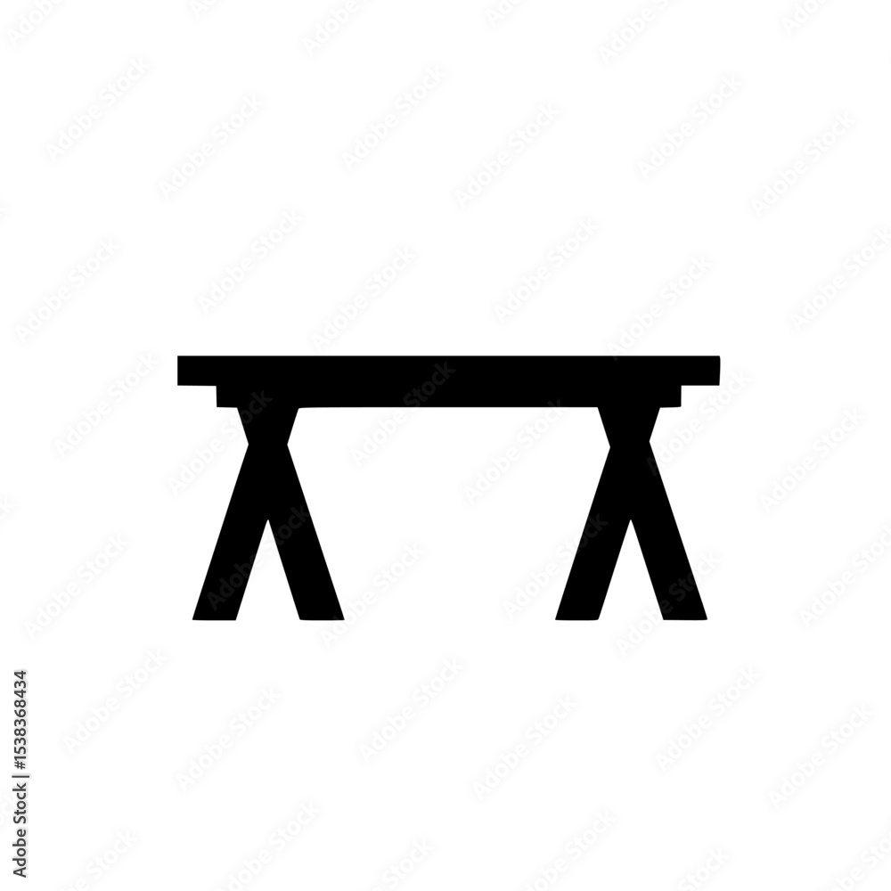Poster simple black icon of a table with a modern design representing furniture for various settings