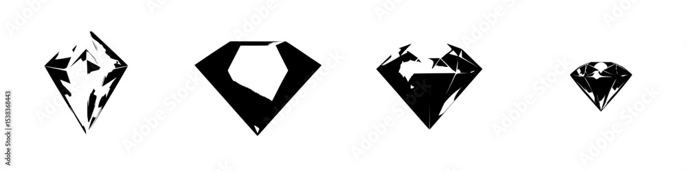 Poster black icon set displaying various diamond shapes in abstract designs suitable for graphic use