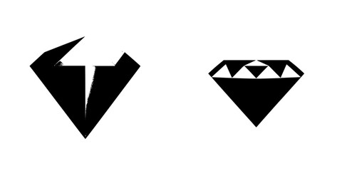 Set of black icons featuring geometric diamond shapes with distinct designs